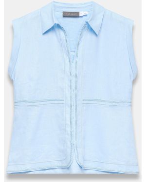 Mint Velvet Linen Sleeveless Shirt - Blue