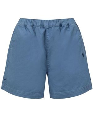 Weird Fish Jardin Cotton Twill Shorts - Blue