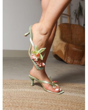 SIMMI Ruby Flower Detail Mules - Brown