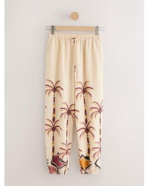 Next Linen Blend Balloon Leg Pants - Natural