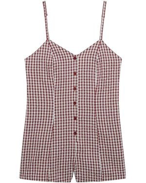 Superdry Gingham Cami Playsuit - Purple