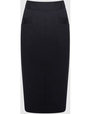 Reiss Haisley - Navy Tailored Pencil Skirt - Black