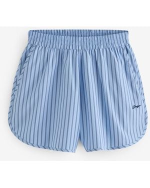 BOSS Tiplyna Stripe Cotton Shorts - Blue
