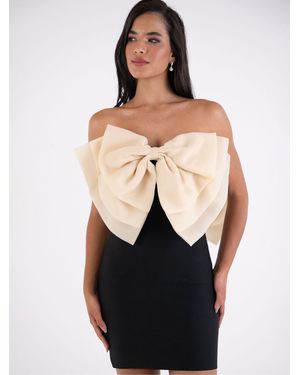 Amy Lynn Oscar Extreme Bow Bandage Dress - Black