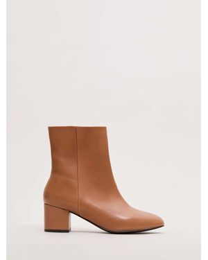 Phase Eight Leather Block Boots - Brown