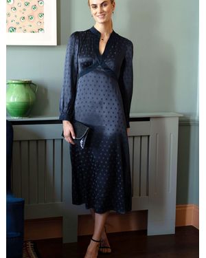 Aspiga Satin Jacquard Spot Dress - Blau