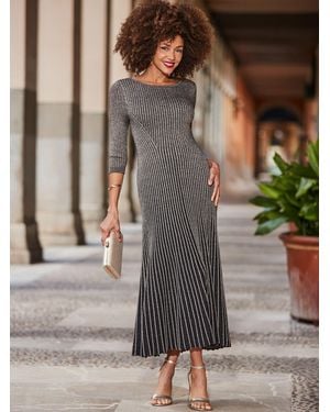 Sosandar Metallic Ombre Knitted Fit And Flare Dress - Gray