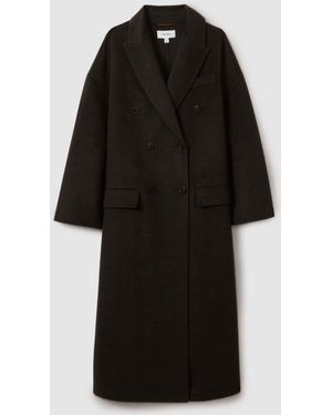 Reiss Lara Wool Blend Herringbone-Twill Coat - Schwarz