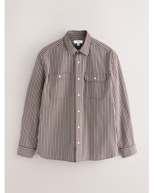 Next Poplin Stripe Long Sleeve Shirt - Gray