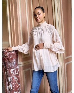 Seraphine Maternity Ruffle Blouse - Pink