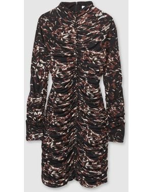 Reiss Carolina Jersey Ruched Abstract-Print Midi Dress - White