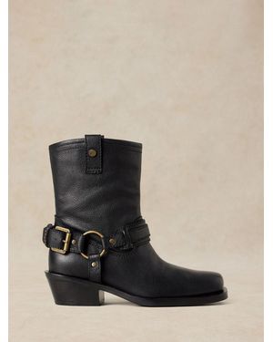 White Stuff Liberty Western Biker Boots - Black