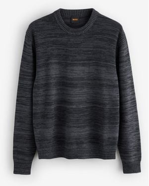 BOSS Aperoso Textured Knit Crew Neck Sweater - Black