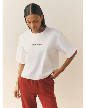 Nothing Ordinary Printed Premium Logo Heavyweight Boxy T-Shirt - White