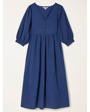 FatFace Fatface Ceil Petite Textured Midi Dress - Blue