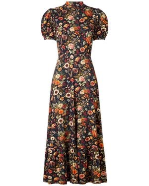 Joe Browns Petite Autumn Florals High Neck Jersey Maxi Dress - Schwarz