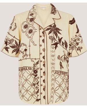 Monsoon Carly Tropical Embroidered Shirt - Natural