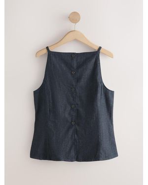 Next Button Through Strappy Waistcoat With Linen - Blue