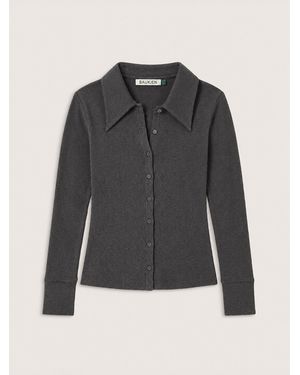 Baukjen Kelly Ribbed Button-Down Top - Black