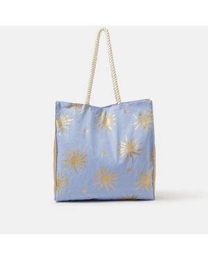 Accessorize Sun Print Beach Tote Bag - Blue