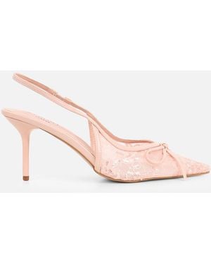 SIMMI Saskia Bow Detail Slingback Court Shoes - Pink