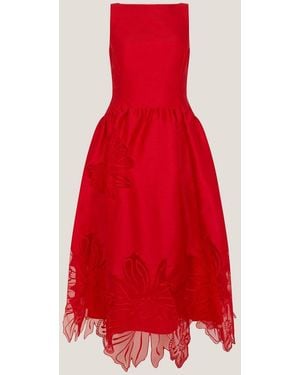 Monsoon Frida Cutwork Midi Dress - Red