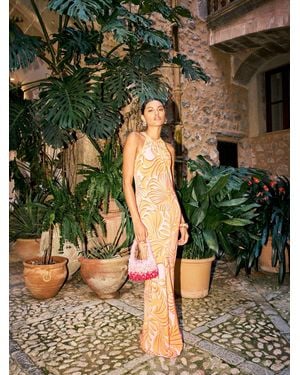 River Island Sleeveless Palm Print Halterneck Maxi Dress - Green