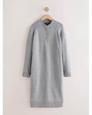Next Supersoft Crew Neck Long Sleeve Knit Dress - Gray