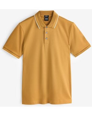 BOSS Regular Fit Phillipson Tipped Polo Shirt - Yellow