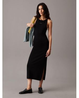Calvin Klein Slim Knit Racerback Maxi Dress - Black