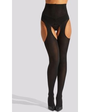 Ann Summers Ann Summers High Waisted Crotchless Glossy Tights - Black