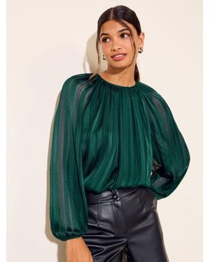 Friends Like These Long Sleeve Chiffon Floaty Blouse - Green