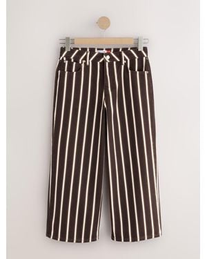 Next Stripe Wide Leg Cropped Jeans - Brown