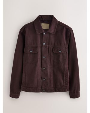 Next Burgundy Canvas Trucker Jacket - Brown