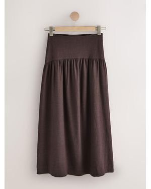 Next Drop Waist Linen Blend Maxi Skirt - Brown