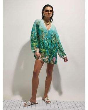 River Island Lotus Print Tunic Top - Green