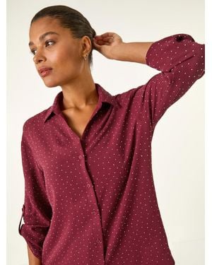 Roman Hotfix Button Through Shirt - Red