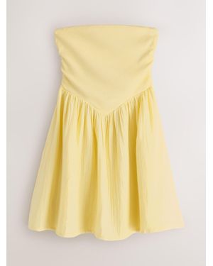 Next Bandeau Jersey Woven Mix Mini Summer Dress - Yellow