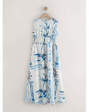 Next Tie Side Midi Summer Dress - Blue
