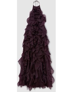 ATELIER Silk-Organza Ruffle Maxi Dress - Purple