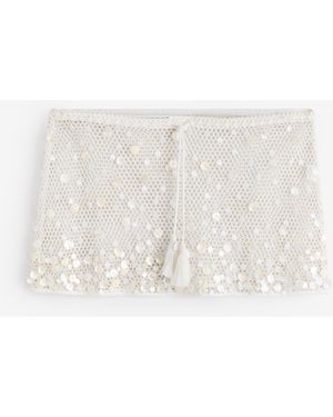 Never Fully Dressed Embellished Crochet Skirt - Natural