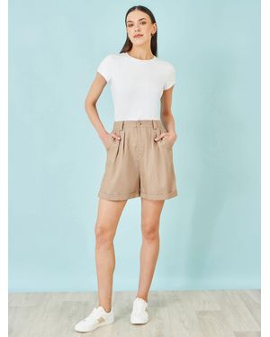 Yumi' Pleat Front Shorts - Blue