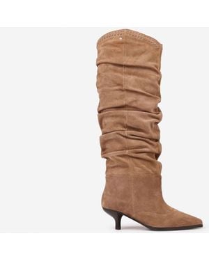 Bronx Dark Natural Leather Slouch Ankle Boots - White