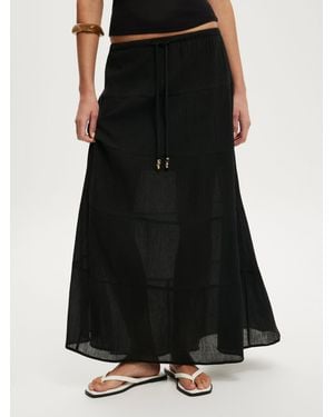 Cotton On Haven Multi Tiered Maxi Skirt - Black