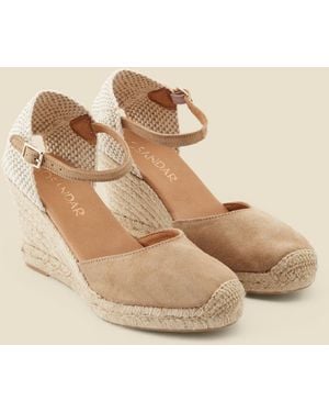 Sosandar Closed Toe Espadrille With Ankle Strap - Natural