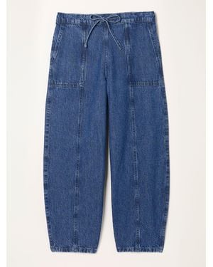FatFace Alev Mid Wash Petite Drawstring Jeans - Blue
