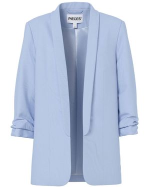 Pieces Light Ruched Sleeve Blazer - Blue