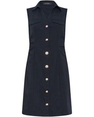 PixieGirl Petite Button Shirt Mini Dress - Blue