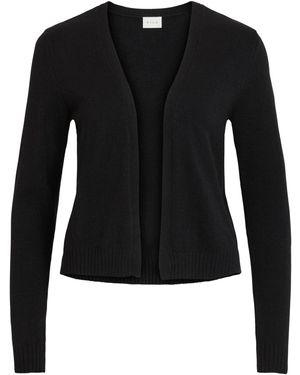 Vila Long Sleeve Cropped Lightweight Cardigan - Black