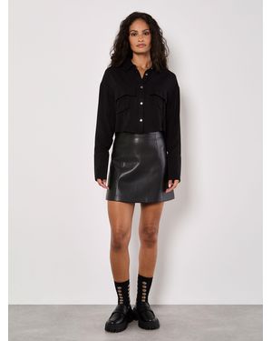Apricot Faux Leather Mini Skirt - Black